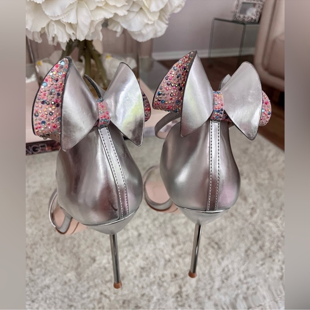 Sophia Webster Maya Silver Bow-Accent Ankle Strap Sandals - Silver - Picture 6 of 14